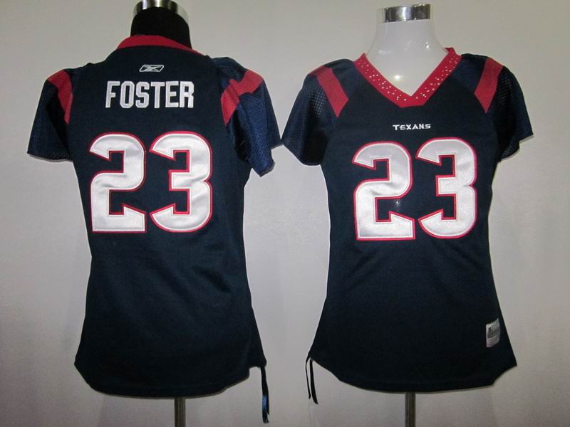 Texans #23 Arian Foster Blue Women's Field Flirt Stitched NFL Jersey - Click Image to Close